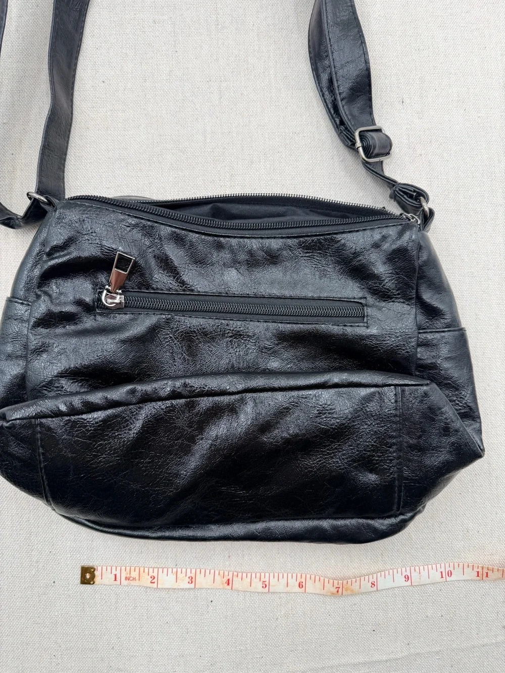 Black Multi-Zip Crossbody Shoulder Bag